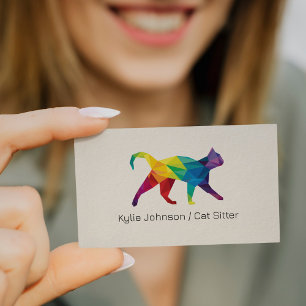 Colourful Polygonal Cat Illustration Cat Service Business Card