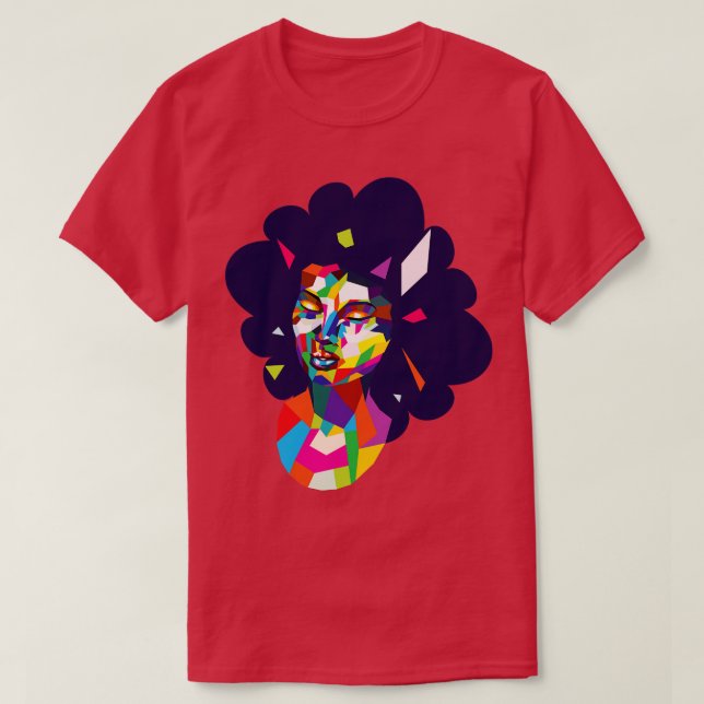 Colourful polygonal female head T-Shirt (Design Front)