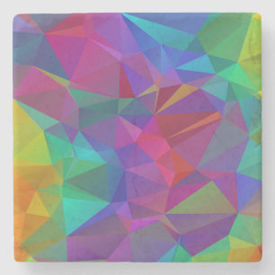 Colourful Polygonal Mosaic Pattern Stone Coaster