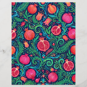 Colourful Pomegranate Botanical Scrapbook Paper