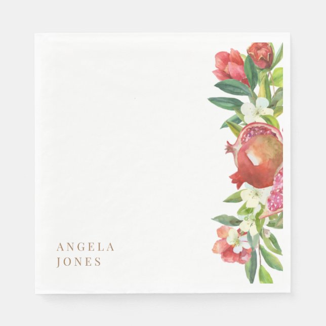 Colourful Pomegranate Bridal Shower Luncheon Napkin (Front)