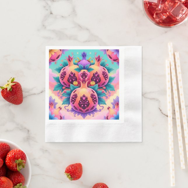 Colourful Pomegranate Napkin (Insitu)