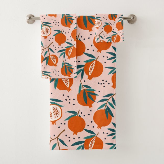Colourful Pomegranate Pattern Bath Towel Set (Insitu)