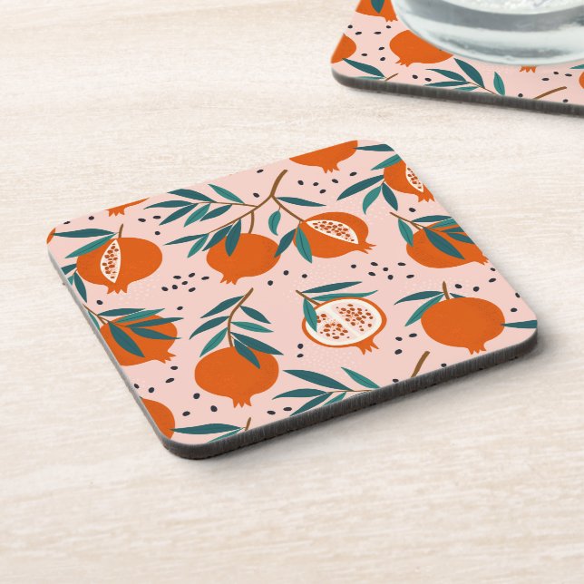 Colourful Pomegranate Pattern Coaster (Left Side)