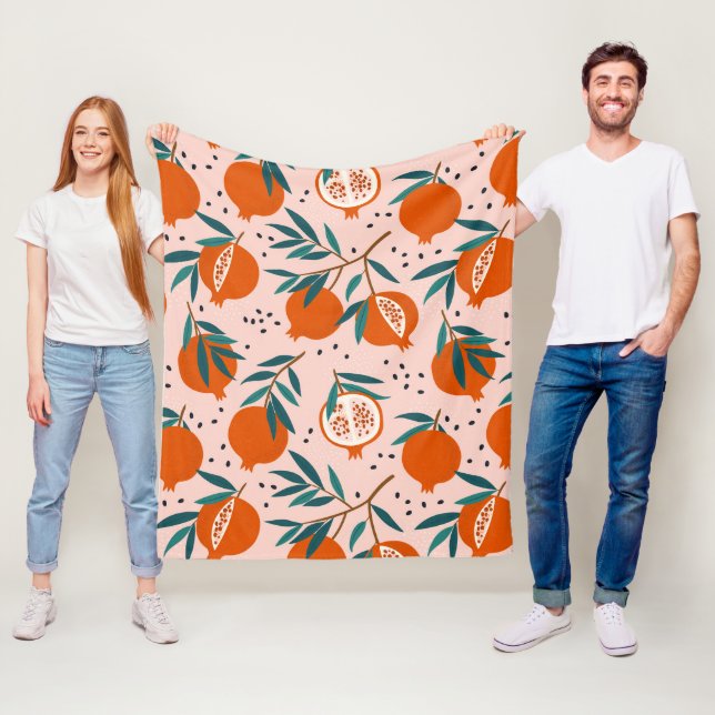 Colourful Pomegranate Pattern Fleece Blanket (In Situ)