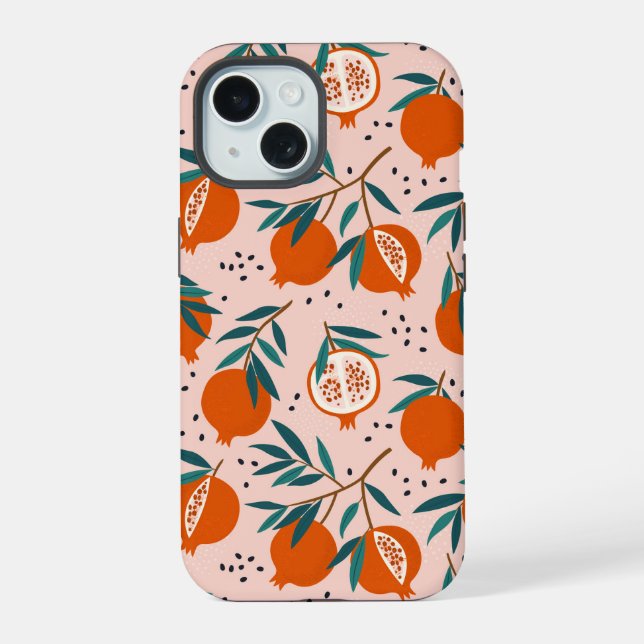 Colourful Pomegranate Pattern iPhone 15 Case (Back)