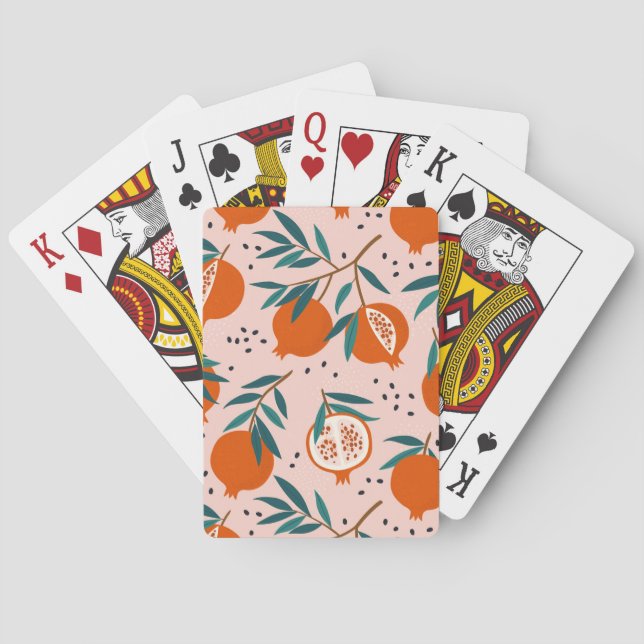 Colourful Pomegranate Pattern Playing Cards (Back)