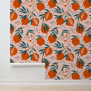 Colourful Pomegranate Pattern Wallpaper