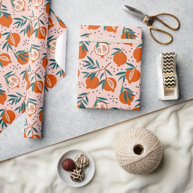 Colourful Pomegranate Pattern Wrapping Paper (Crafts)