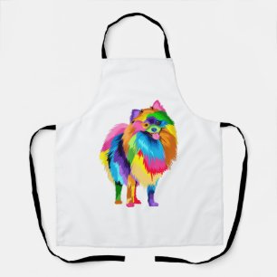Colourful Pomeranian Artwork - Dog Lover Animal Br Apron