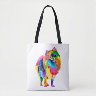 Colourful Pomeranian Artwork - Dog Lover Animal Br Tote Bag