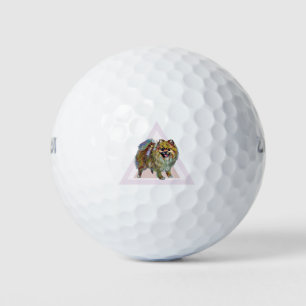 Colourful pomeranian dog golf balls