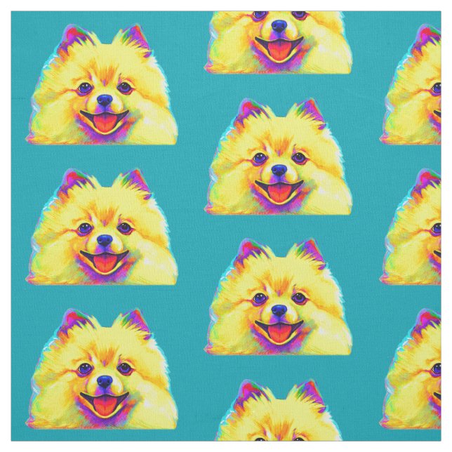 Colourful Pomeranian Fabric (Swatch)