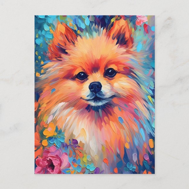 Colourful Pomeranian Postcard (Front)