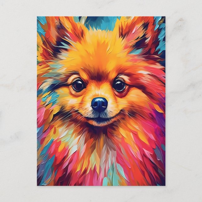 Colourful Pomeranian Postcard (Front)
