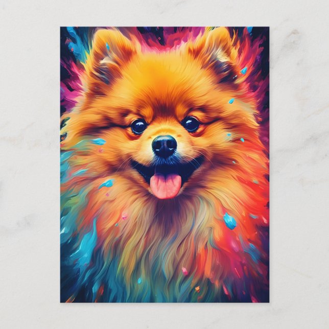 Colourful Pomeranian Postcard (Front)