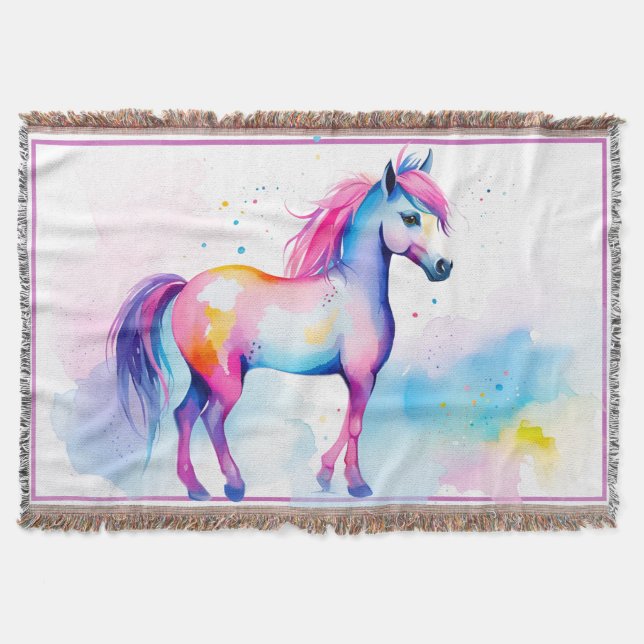 Colourful Pony 2 Throw Blanket (Front)