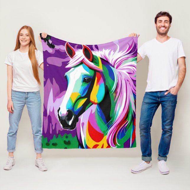 Colourful Pony Fleece Blanket (In Situ)