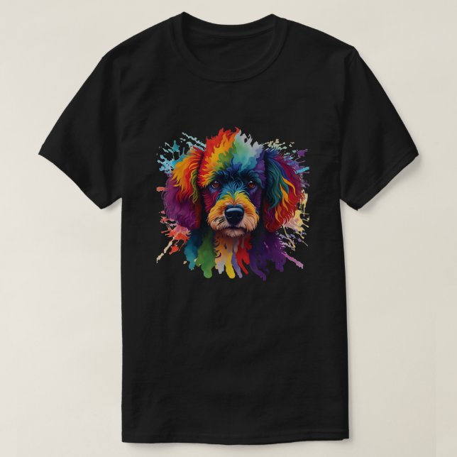Colourful Poodle Pop Art Dog Lover Pet Breeder T-Shirt (Design Front)