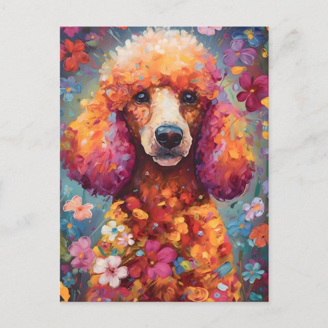 Colourful Poodle Postcard (Front)