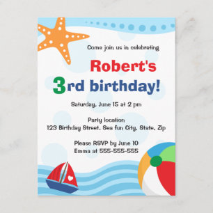 Colourful pool or beach party invitation for kids