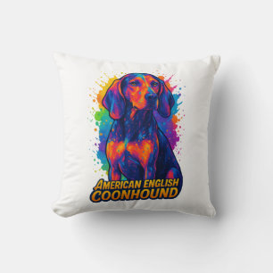 Colourful Pop Art American English Coonhound Cushion