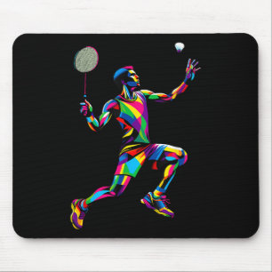 Colourful Pop Art Badminton Player Shuttle Badmint Mouse Mat