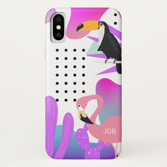 Colourful Pop Art Birds with Your Monogram Case-Mate iPhone Case (Back)