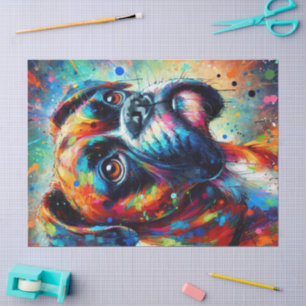 Colourful Pop Art Boxer Dog Decoupage  Tissue Paper