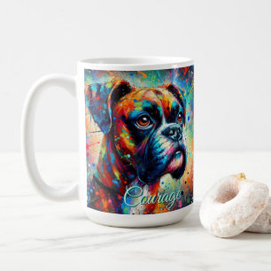 Colourful Pop Art Boxer Dog Teal Blue Dogs Coffee Mug