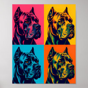 Colourful Pop Art Cane Corso Dog Portrait Poster
