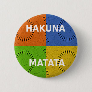 Colourful Pop Art Collage & "Hakuna Matata" Messag 6 Cm Round Badge