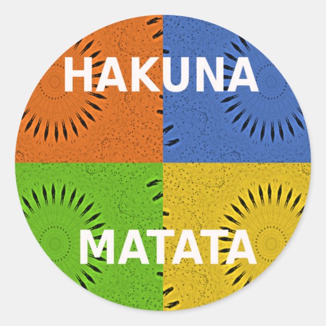 Colourful Pop Art Collage & "Hakuna Matata" Messag Classic Round Sticker (Front)