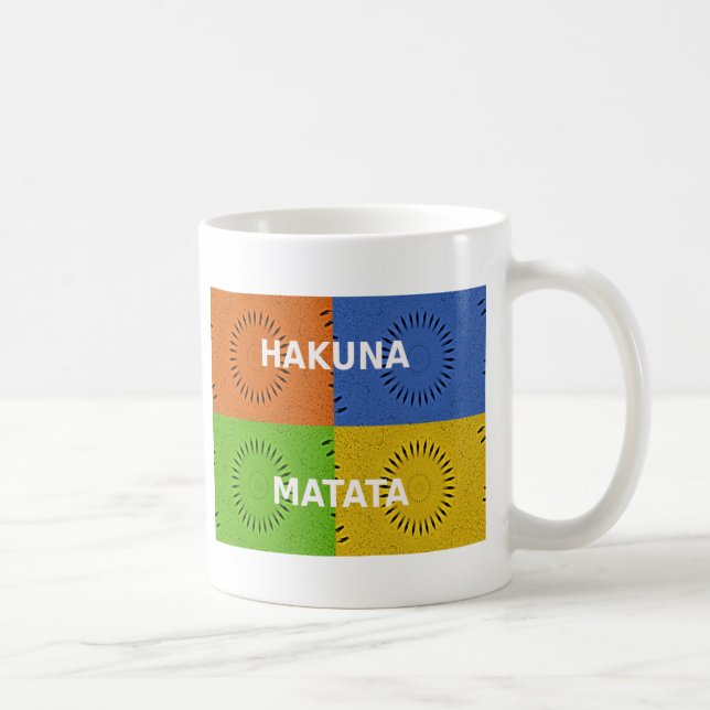 Colourful Pop Art Collage & "Hakuna Matata" Messag Coffee Mug (Right)