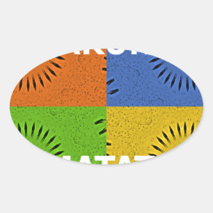 Colourful Pop Art Collage & "Hakuna Matata" Messag Oval Sticker