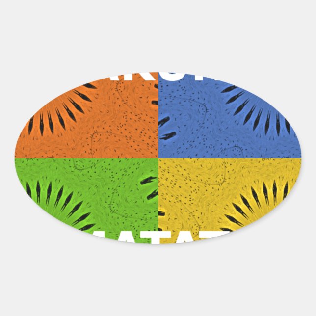 Colourful Pop Art Collage & "Hakuna Matata" Messag Oval Sticker (Front)