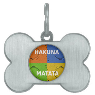 Colourful Pop Art Collage & "Hakuna Matata" Messag Pet Tag