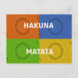 Colourful Pop Art Collage & "Hakuna Matata" Messag Postcard