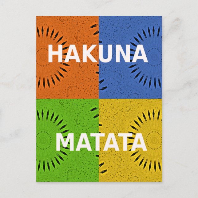 Colourful Pop Art Collage & "Hakuna Matata" Messag Postcard (Front)