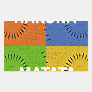 Colourful Pop Art Collage & "Hakuna Matata" Messag Rectangular Sticker