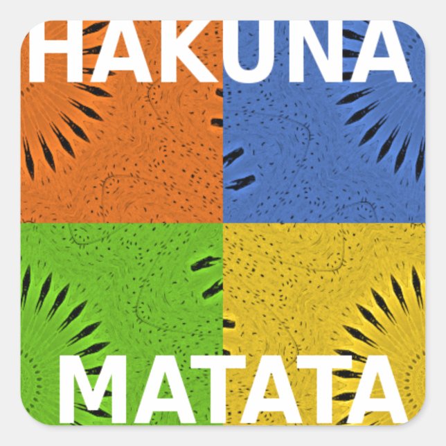 Colourful Pop Art Collage & "Hakuna Matata" Messag Square Sticker (Front)