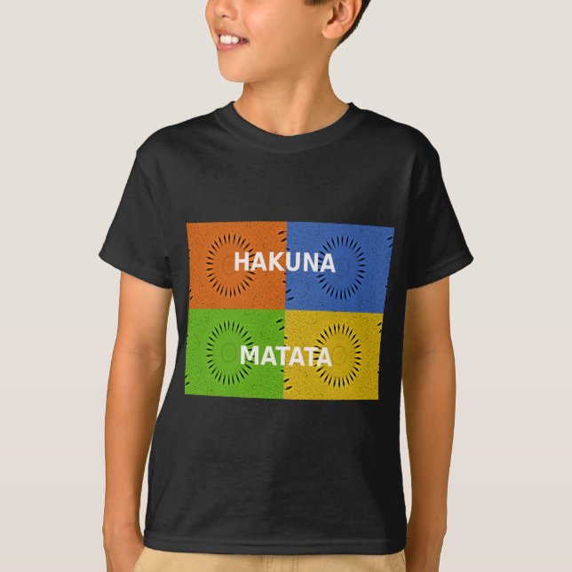 Colourful Pop Art Collage & "Hakuna Matata" Messag T-Shirt (Front)