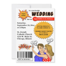 Colourful Pop Art Comic Book Cover Wedding Invite