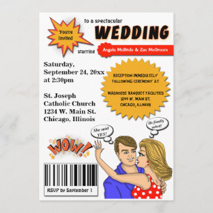 Colourful Pop Art Comic Book Cover Wedding Invite