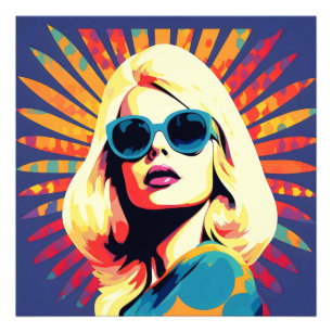 Colourful Pop Art Cool Woman Photo Print