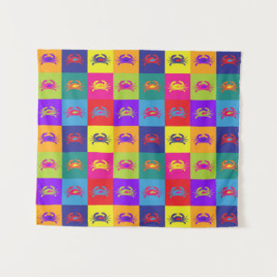 Colourful Pop Art Crabs Pattern Tapestry