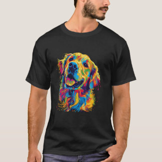 Colourful Pop Art Cute Golden Retriever Dog Portra T-Shirt
