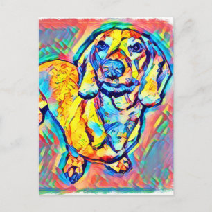 Colourful Pop Art Dachshund Postcard