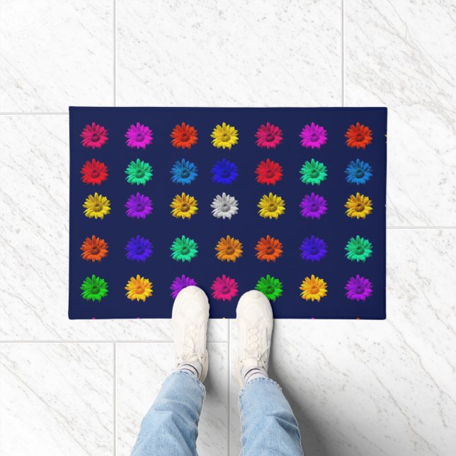 Colourful Pop Art Daisies Cute Girly Adorable Fun Doormat (Indoor)