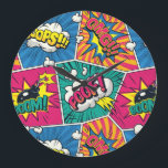 Colourful Pop Art Design - Retro Comic Explosion Large Clock<br><div class="desc">Step back into the vibrant world of retro comics with our OMG!!! BOOM! OOOPS!!! POOF! clock. Bursting with dynamic energy and vivid colours, this seamless pattern brings the iconic pop art style to life in your home. Each glance at this clock tells a story of fun, excitement, and nostalgia, making...</div>